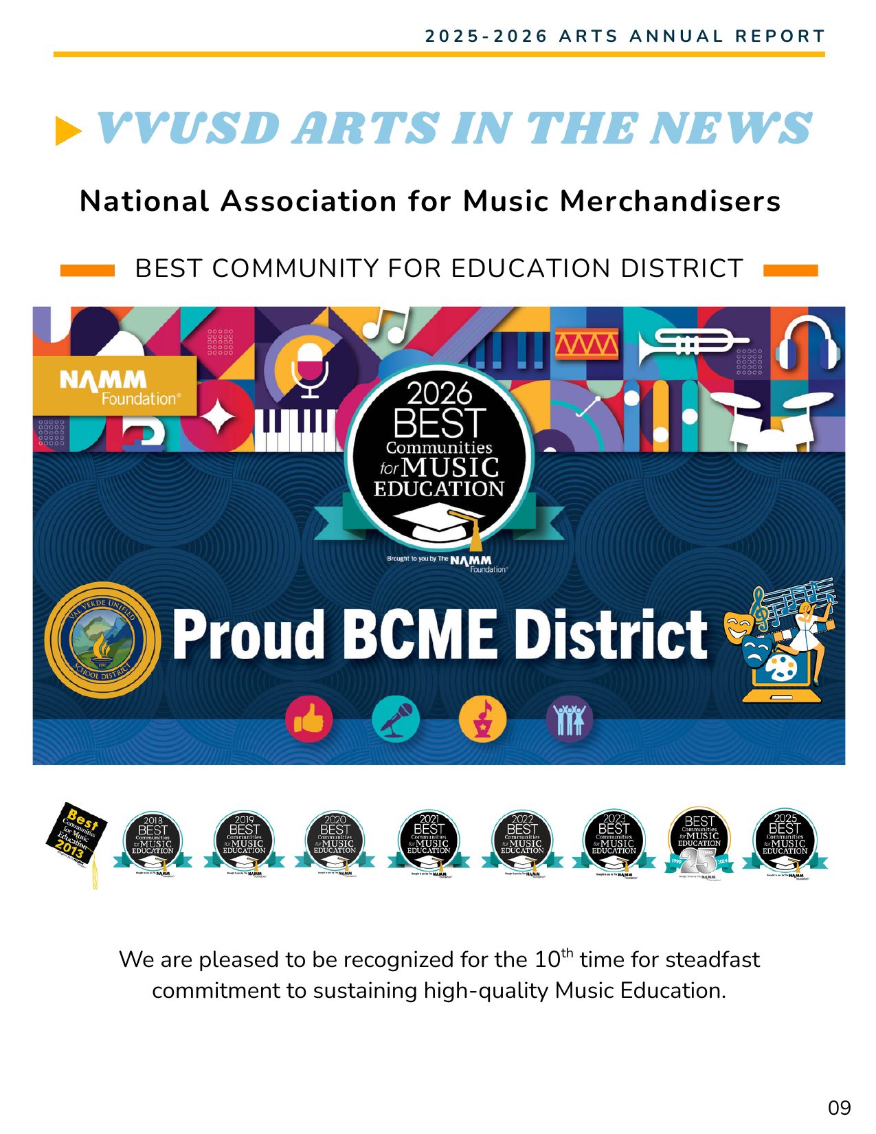NAMM Believe in Music &mdash; BCME &mdash; page 9 of the Arts Annual Report
